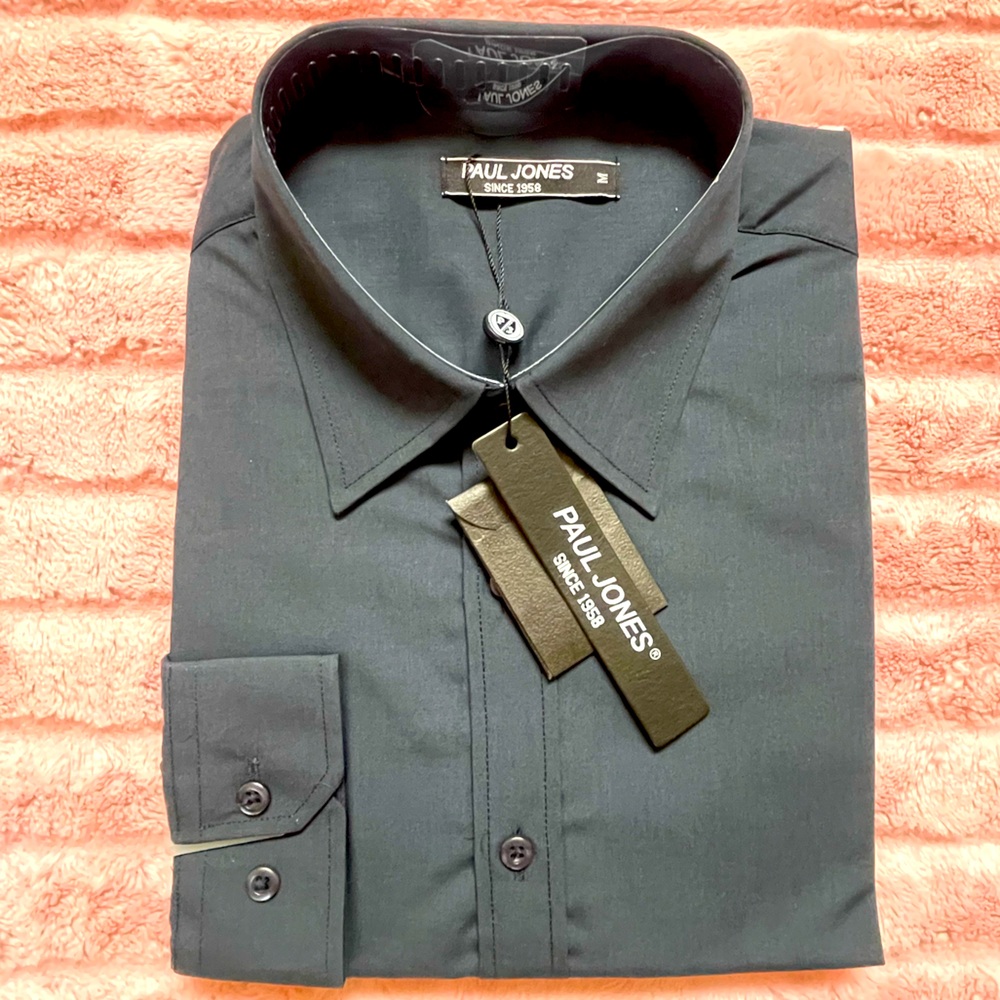 Paul Jones Slim Fit Dress Shirt Button Down Shirt Navy